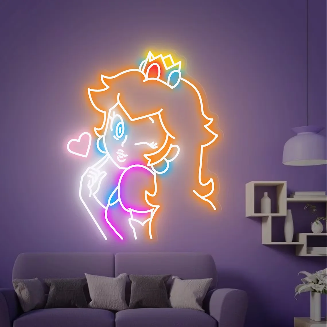 Princess Neon Sign Cartoon Anime Princess Neon Sign Kids Room Decor Bedroom Art Decor Gifts for Anime Lover