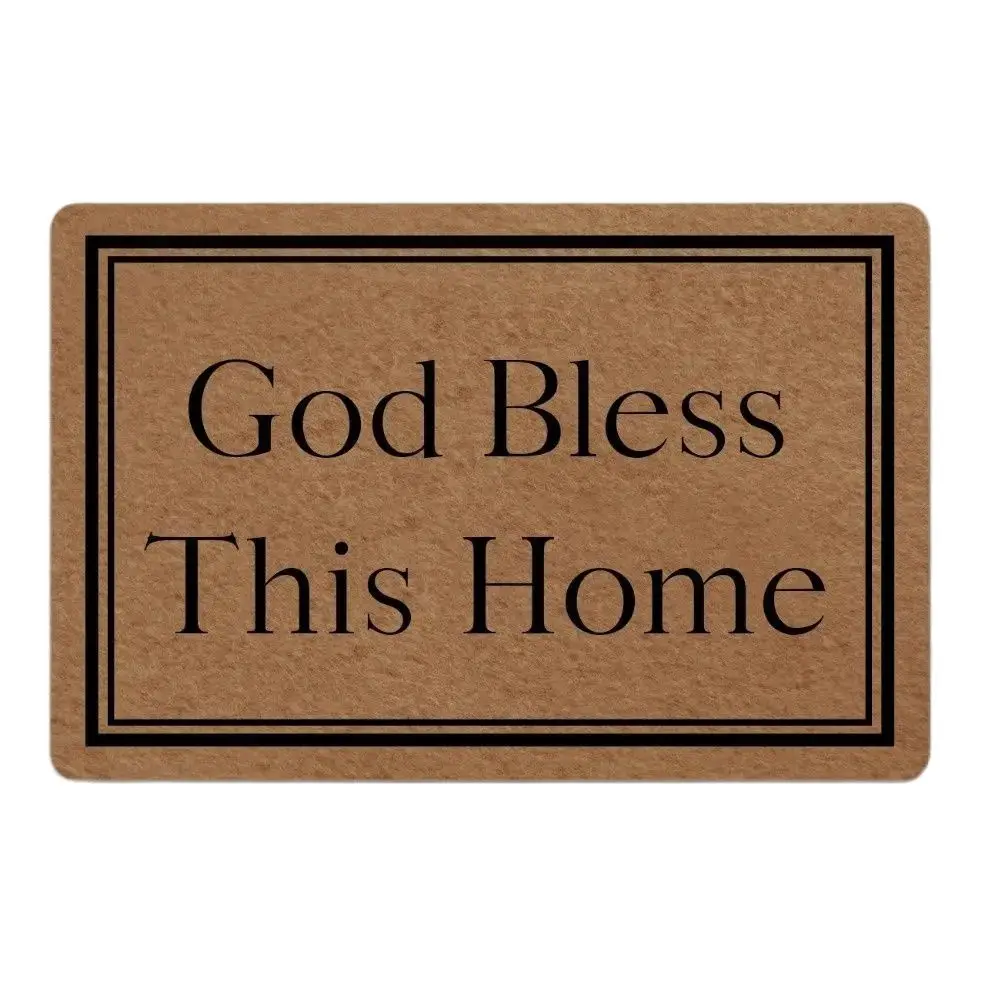 

Welcome Doormat God Bless This Home Outdoor Indoor Porch Patio Party Holiday Home Decor Floor Door Mat Rug Rubber Non Slip