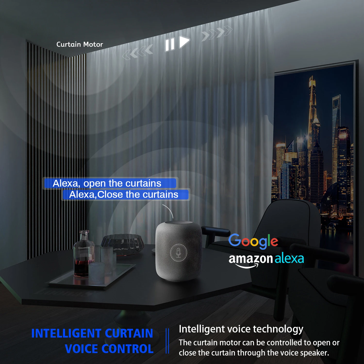 3rd Shorter Bluetooth Mesh Electric Smart Curtain Motor Intelligent Support Voice Control Alexa Google Assistant