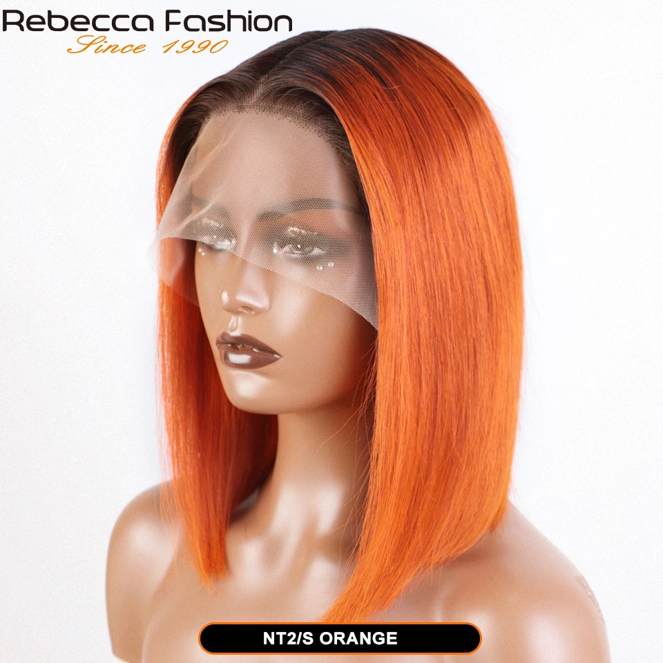 Farbige Ombre Rosa Bob T Teil Spitze Perücken Gerade Echthaar Lace Front Perücken Vorgezupfte Blonde Gerade Lace Front Perücken