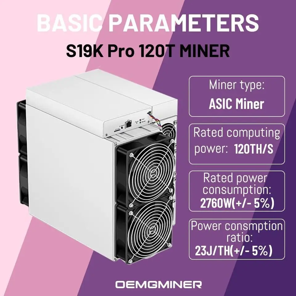 Bitmain New Antminer S19K pro 120T Bitcoin Miner BTC BCH ASIC Miner 2760W