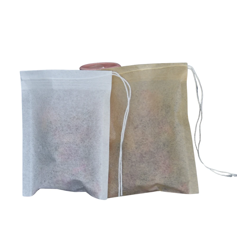 1000pcs 50 X 70mm Empty Tea Bag With Strings Thread Food Grade Paper Coffee Filters Bevel Angle Mouth