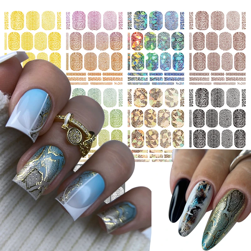 1PC 3D Nail Sticker Snake Pattern Embossed Self-Adhesive Slider Nail Decals DIY Nail Art Decoration