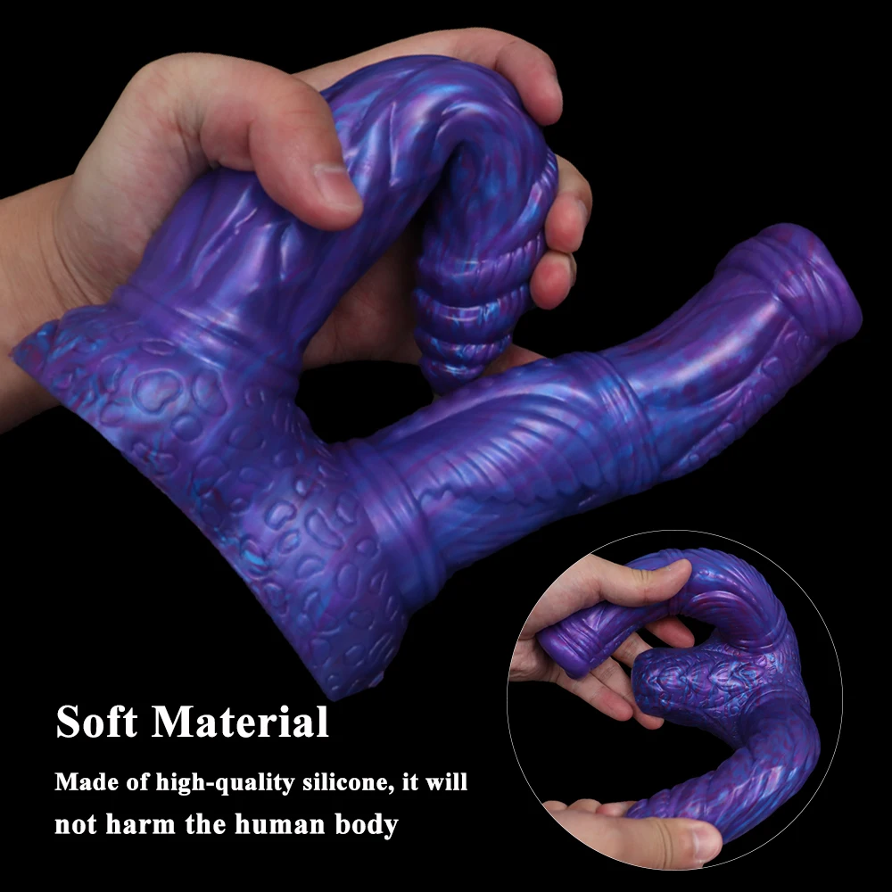 LUUK Silicone Animal Double Dildo with Sucker Sex Toys Blue Demon Lesbian Sexy Penis Anal Plug Fake Dick Masturbator Adult 18