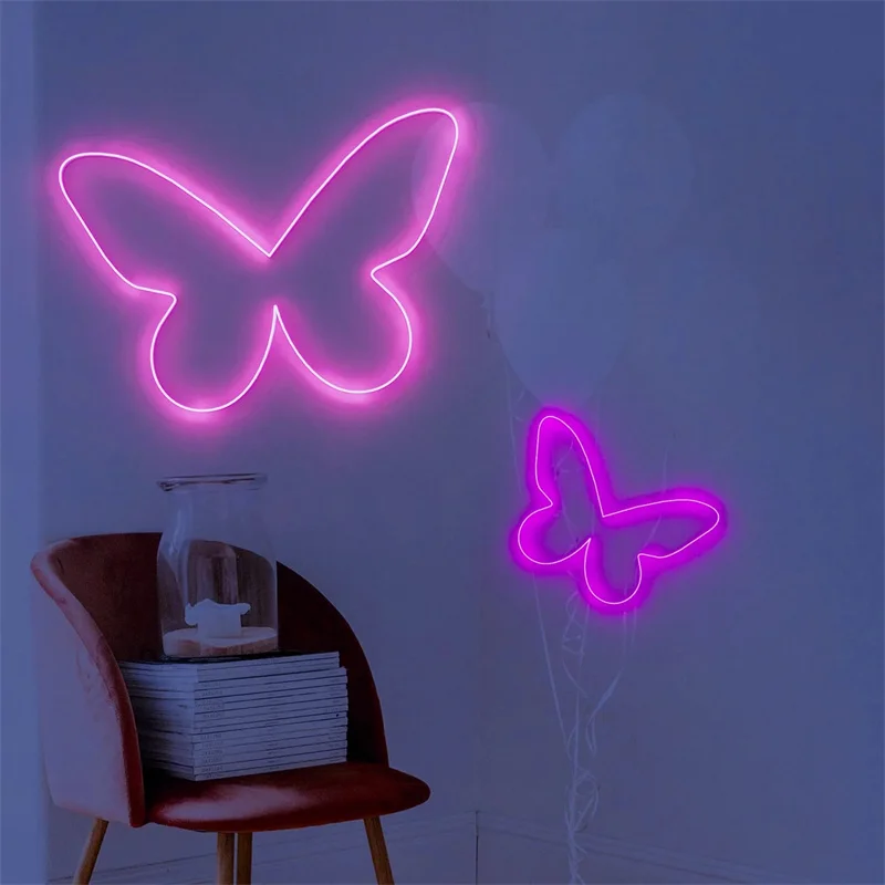 

Butterfly Neon Sign, Pink Blue Butterfly Neon Light Decor, LED Neon Wall Art Events, Bedroom Neon Sign, Butterflies Neon Decor