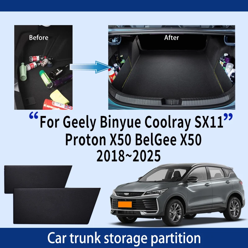 

For Geely Binyue Coolray SX11 2018~2025 Thickening Trunk Storage Partition Multifunction Storage Box Auto Interior Accessories