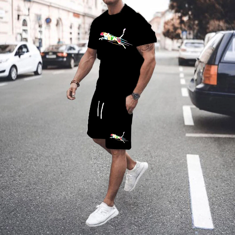 2024 Sommer Herren anzug heißer Verkauf große Casual Fashion Sportswear 3D-Digitaldruck Herren Kurzarm T-Shirt Shorts Anzug