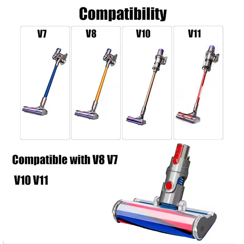 Motorized Roller Brush Head For Dyson V7 V8 V10 V11 V15 G5 Vacuum Cleaner,Soft Roller Brush replacement accessories