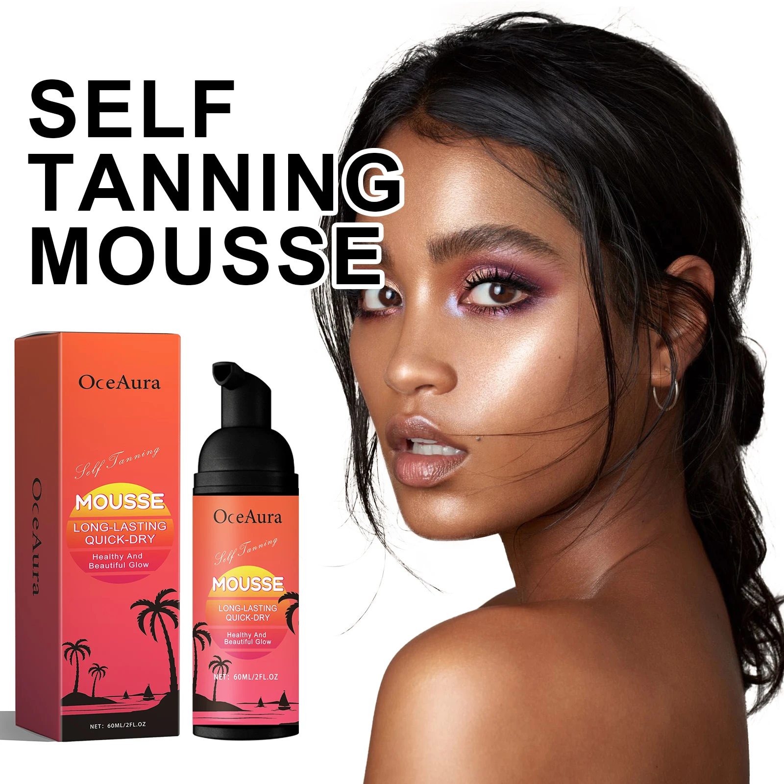 

60ml Oceaura Body Tanning Mousse Natural Bronze Glow Hydrate Deep Moisture Sun Defense Care After Repair Even Tone Soft Elastic