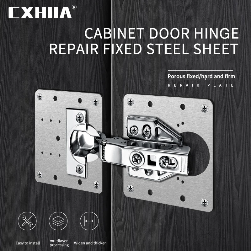 CXHIIA 4/10Pcs Hinge Repair Plate Cabinet Furniture Drawer Table Repair Mount Tool Hardware Stainless Steel Hinge Fixing Plate