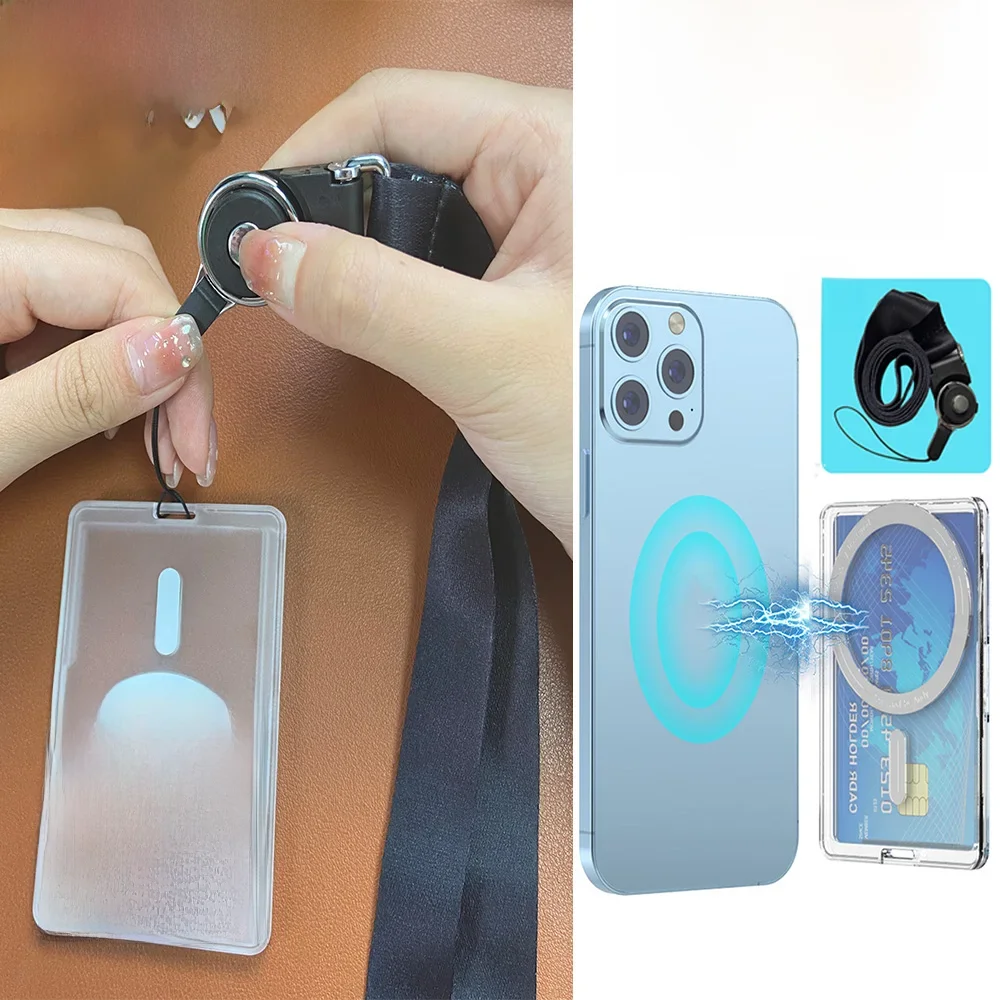 Grippopso dla portfela z uchwytem na kartę Magsafe z paskiem na smycz do telefonu komórkowego przezroczysty portfel magnetyczny akcesoria do telefonu — zdjęcie 2