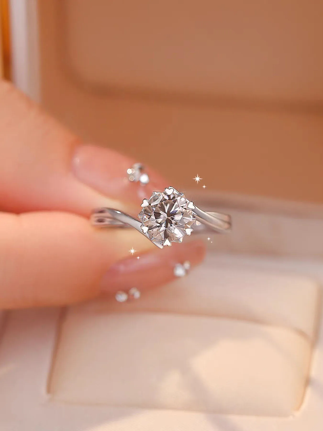 

S925 Европейское и американское легкое роскошное классическое кольцо из стерлингового серебра с шестью когтями и цирконом, подарок для любовника или друга, подарок на годовщину, вечеринку, помолвку, свадебной церемонии, повседневная одежда, подарок на Хэл