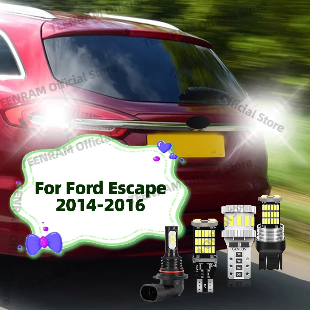 For Ford Escape 2014 2015 2016- LED Light Bulbs 12V Fog Lights 6000K White Reverse Bulb License Plate Lamps