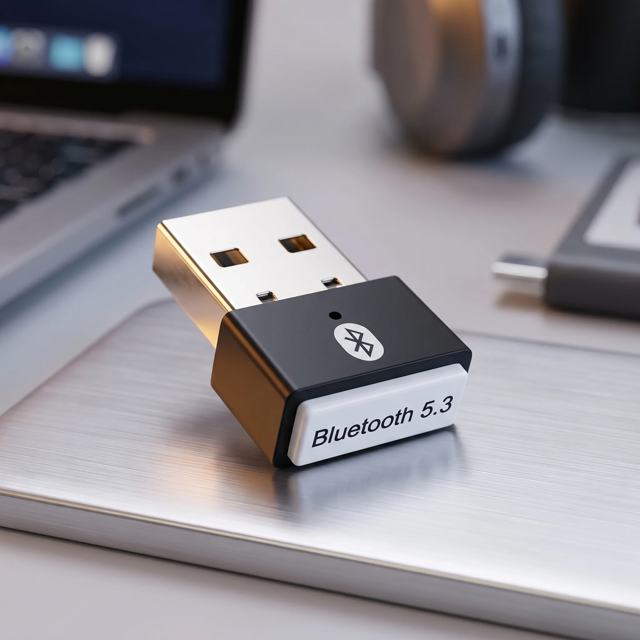 Adaptador USB Bluetooth 5.3 para PC Plug & Play, baja latencia, conecta hasta 7 dispositivos al mismo tiempo, alcance de 20 m, compatible con Windows 11/10/8.1, ideal para auriculares, ratón, teclado, gamepad, impresora