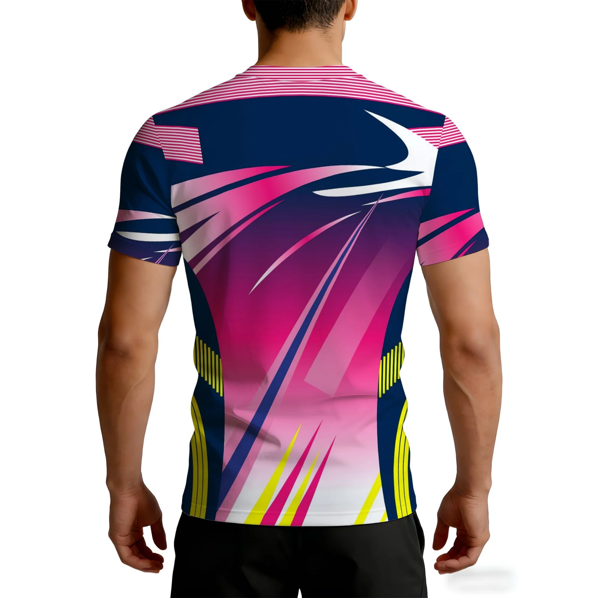2026 New Men Racing Style Gradient Abstract Diagonal Line Athletic T Shirt Stretch Crew Neck Gym Weightlifting Training Sport Te