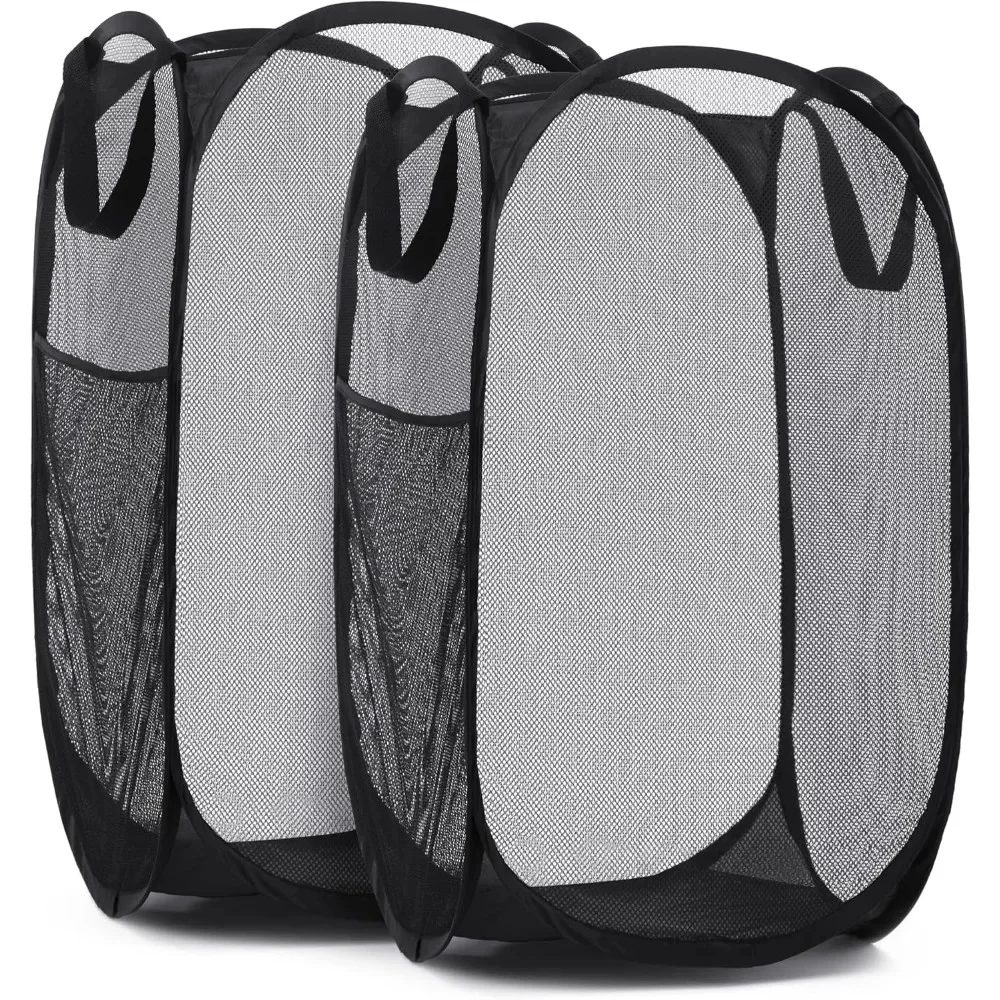 Grand panier à linge pliable en maille, panier à linge Pop-Up, poche latérale, rangement de vêtements respirant, Organization du rangement du