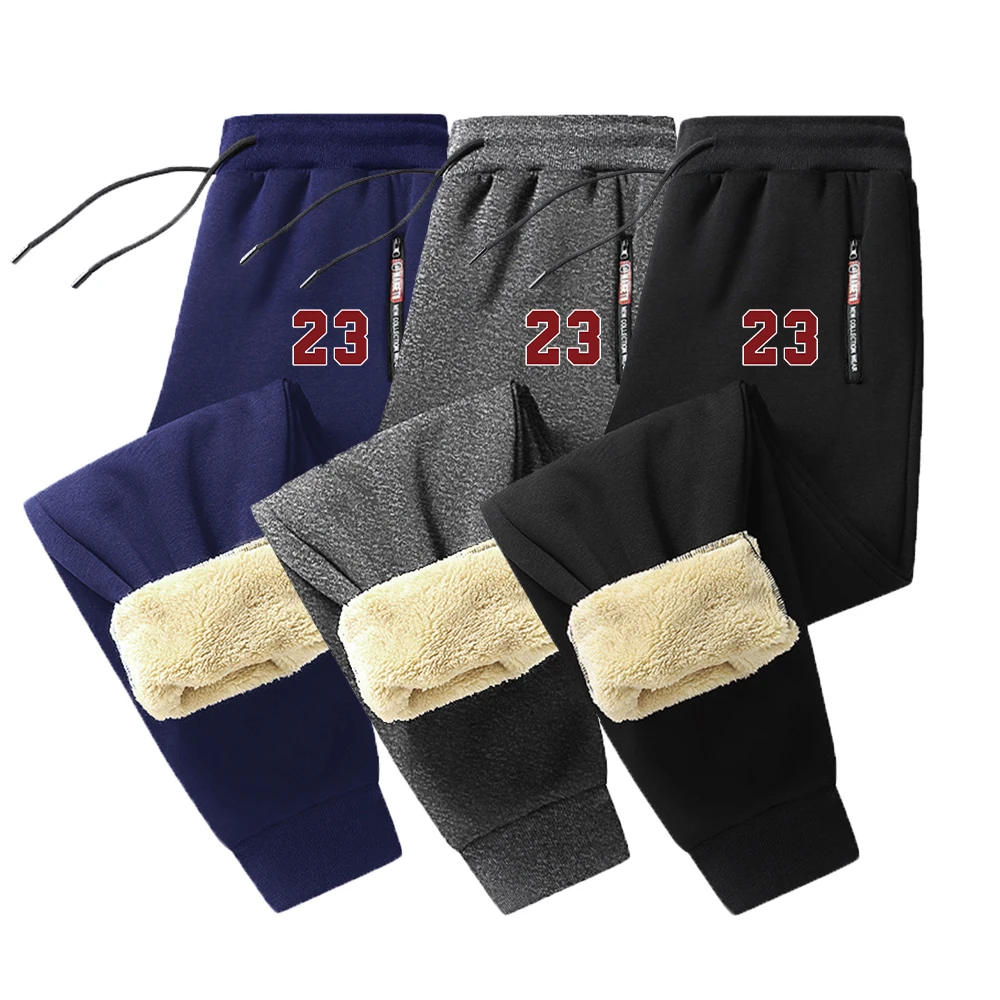 Men's Athletic Pants Full Length Activewear for Men Winter Fleece Pants Lined Sweatpants Active Workout Drawstring Sweatpants