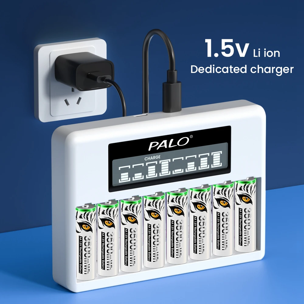 1,5 V aaa Lithium-Ionen-Akku lr3 aaa Akku 1300mwh 8 Steckplätze LCD-Smart-Ladegerät für Romote-Steuerung LED-Spielzeug tastatur