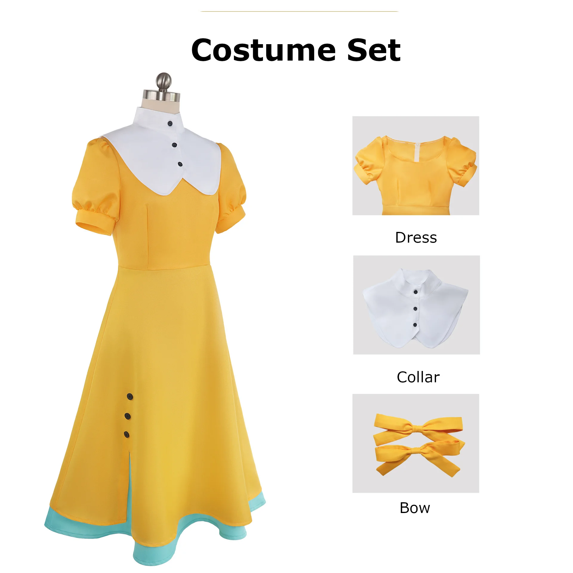 Jolie Robe Cosplay Tomoyo Daidouji pour Femmes Filles Cardcaptor Sakura Uniforme Scolaire Jaune Doux Fête Costume d'Halloween