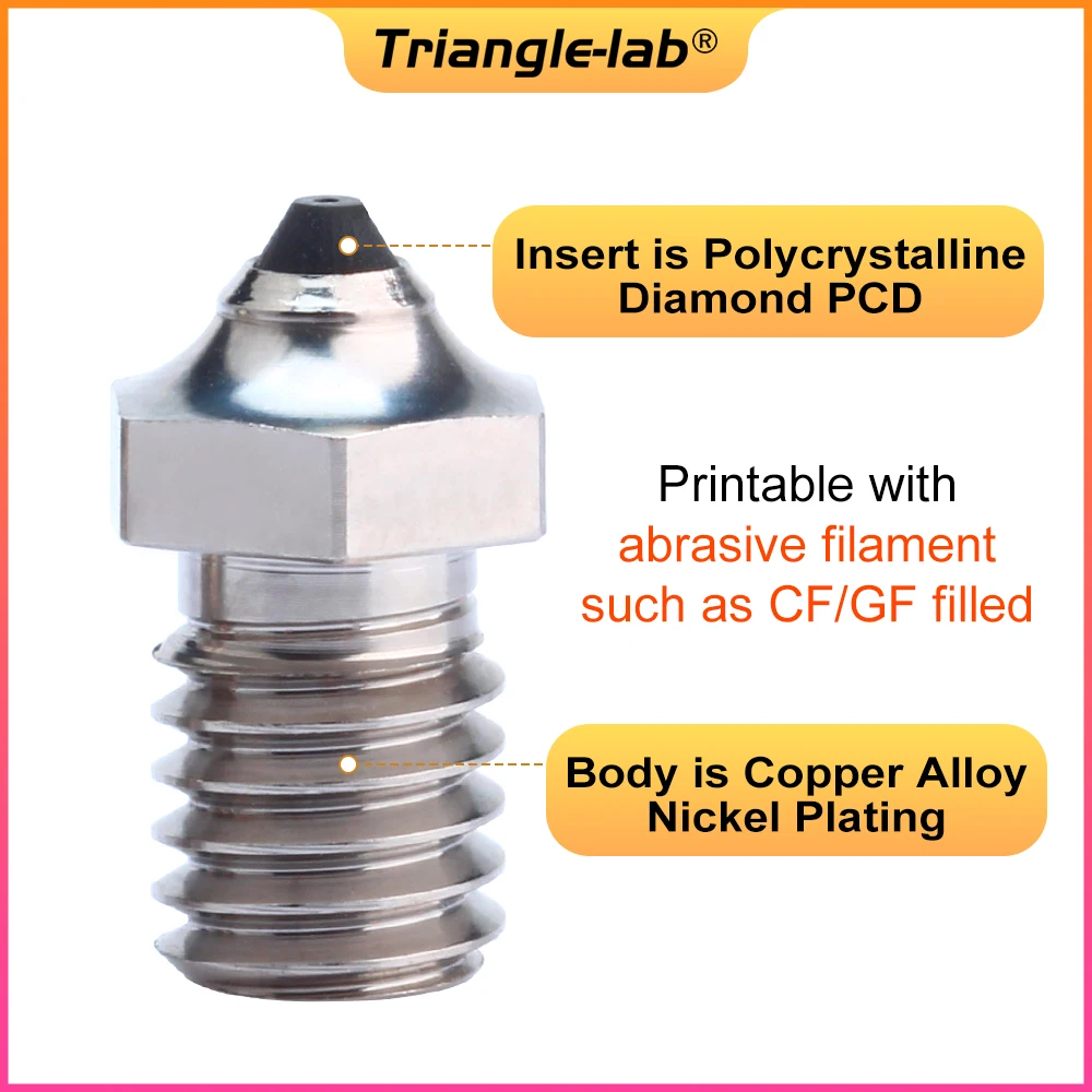 Imagem -05 - Bico de Liga de Cobre de Diamante Trianglelab Zsd Modelos Compatíveis com Alta Temperatura e Resistente ao Desgaste v6 Td6 Dragon Rapido Hotend