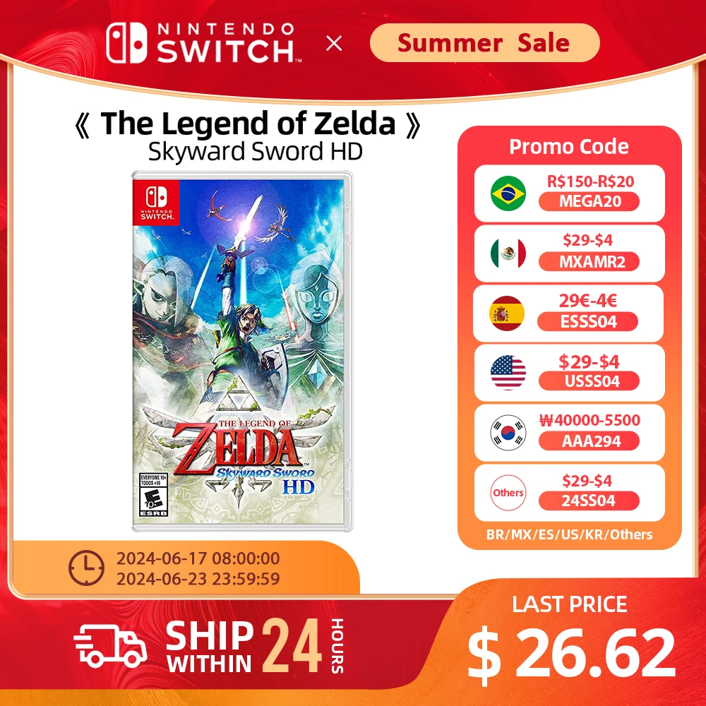 Cartucho de Jogos HD Nintendo Switch, The Legend of Zelda, Skyward Sword, Suporte a Cartão Físico, TV, Tabletop, Modo Portátil