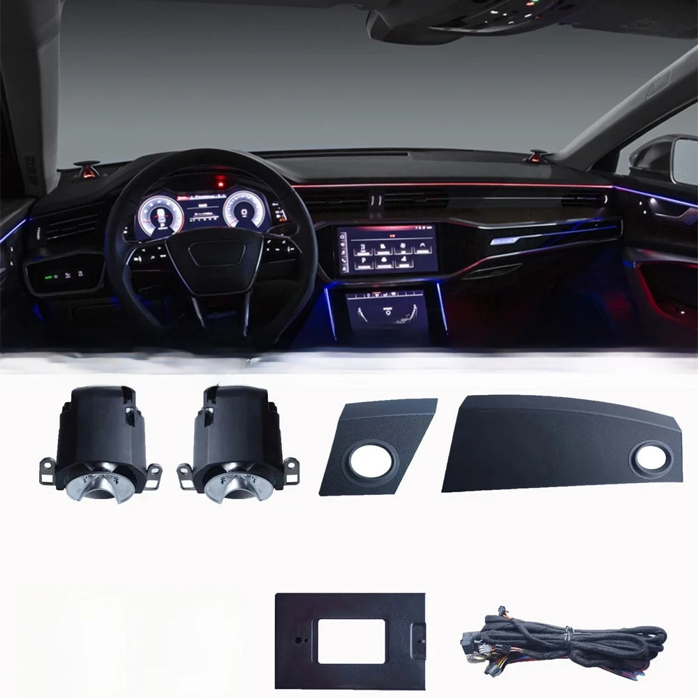 Instrument Elektrische Treble Hoorn Decoratie Par Voor Audi A4 A5 A6 A7 Q5 C8 B9 Auto 32 Kleur LED Lifting Tweeter Speaker - afbeelding 2