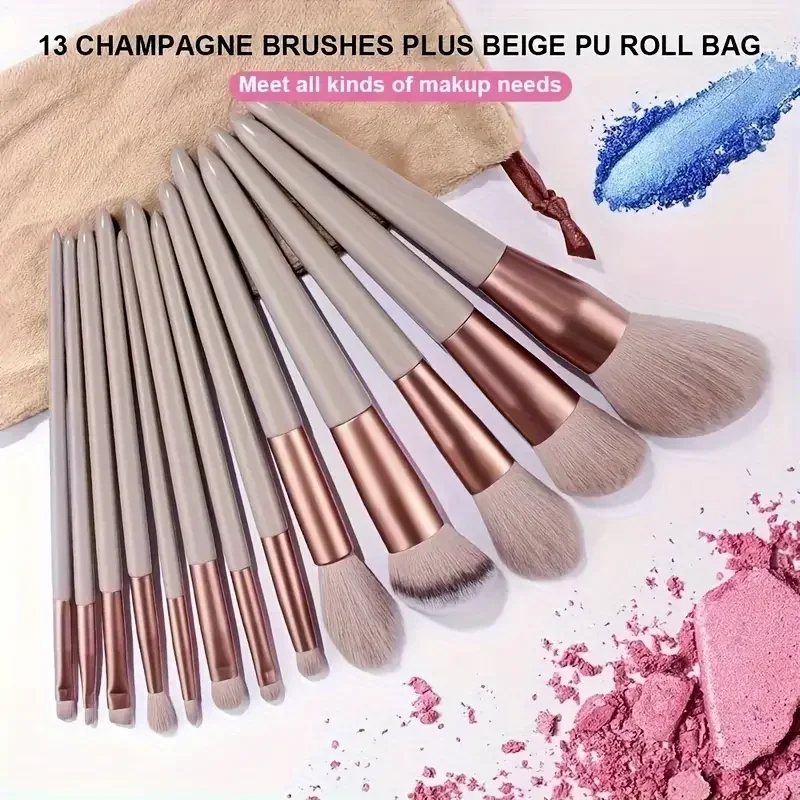 Ensemble de pinceaux de maquillage doux et moelleux, poudre de fond de teint cosmétique, fard à barrage, mélange Kabuki, outil de beauté, 13 pièces