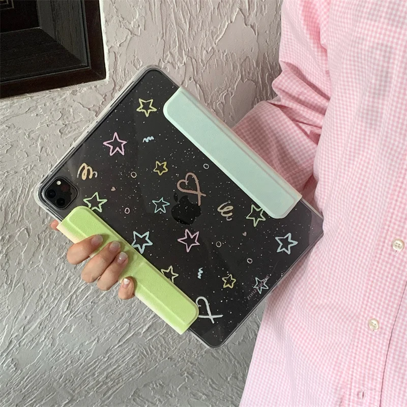 Korean Cute Star Leather Tablet Case For Apple iPad Air 2024 13 inch Pro 11\'\' 12.9 inch Air 5/4 10.9 10th 7/8/9 10.2 inch Cover