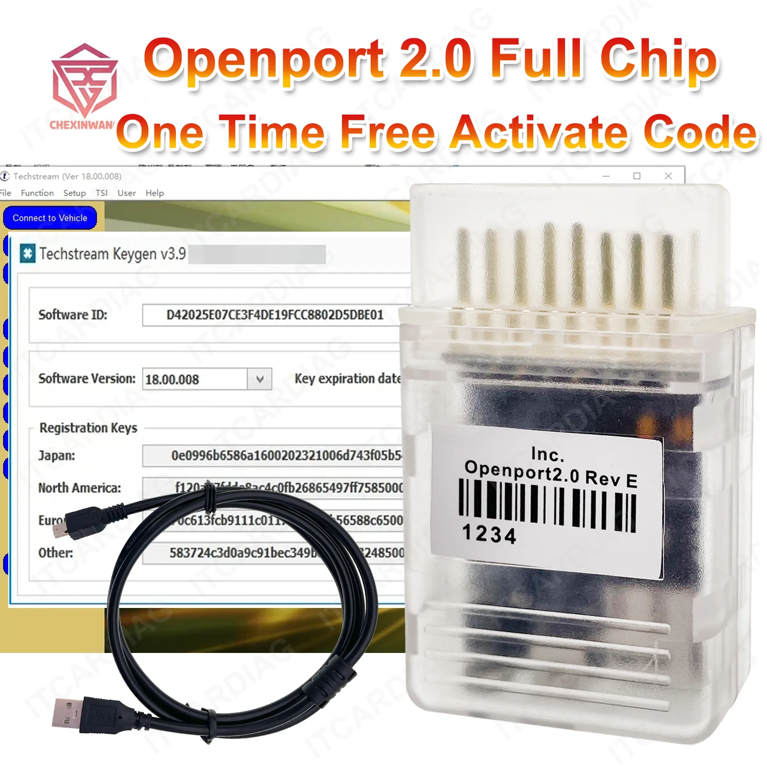 Gold Chip Tactrix Openport 2.0 One Time Techstream 18.00.008 Active Code Auto Chip Tuning Tool  J2534 PassThru With ECU FLASH