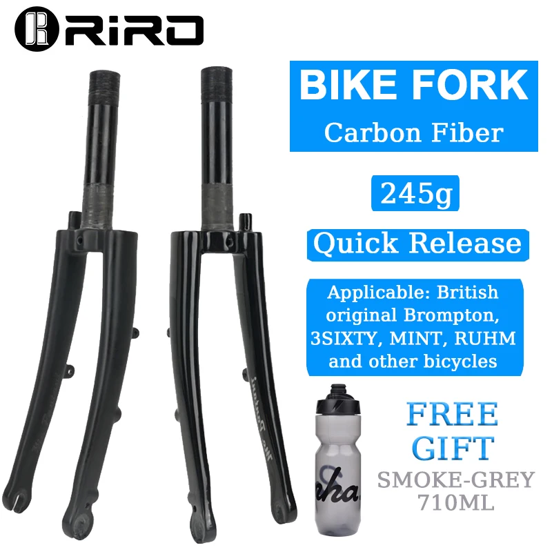 RIRO Carbon Fork for Brompton Bike Ultralight Folding Bicycle Fork 16 \'\' 1 3/8 1 1/4 355 Folding Bike Fork Fit Disc /C Brake