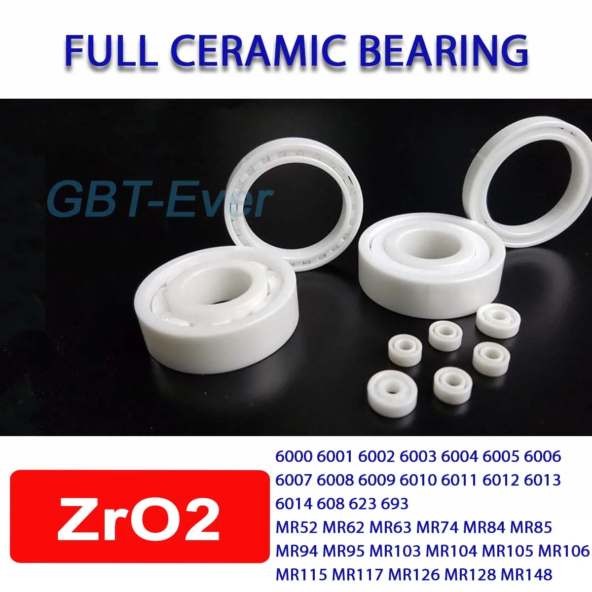Pełne łożysko ceramiczne 608 623 6000 6001 6008 6009 6014 MR105 MR106 ZrO2 Łożysko kulkowe Łożysko tlenku cyrkonu Ceramiczne łożyska kulkowe