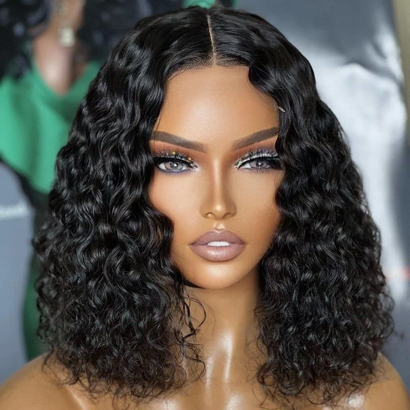 Water Wave Bob Lace Front Wigs Preplucked Human Wigs 13x6 HD Frontal Raw Indian Wigs Transparent Lace Wig Curls 5x5 Closure wigs