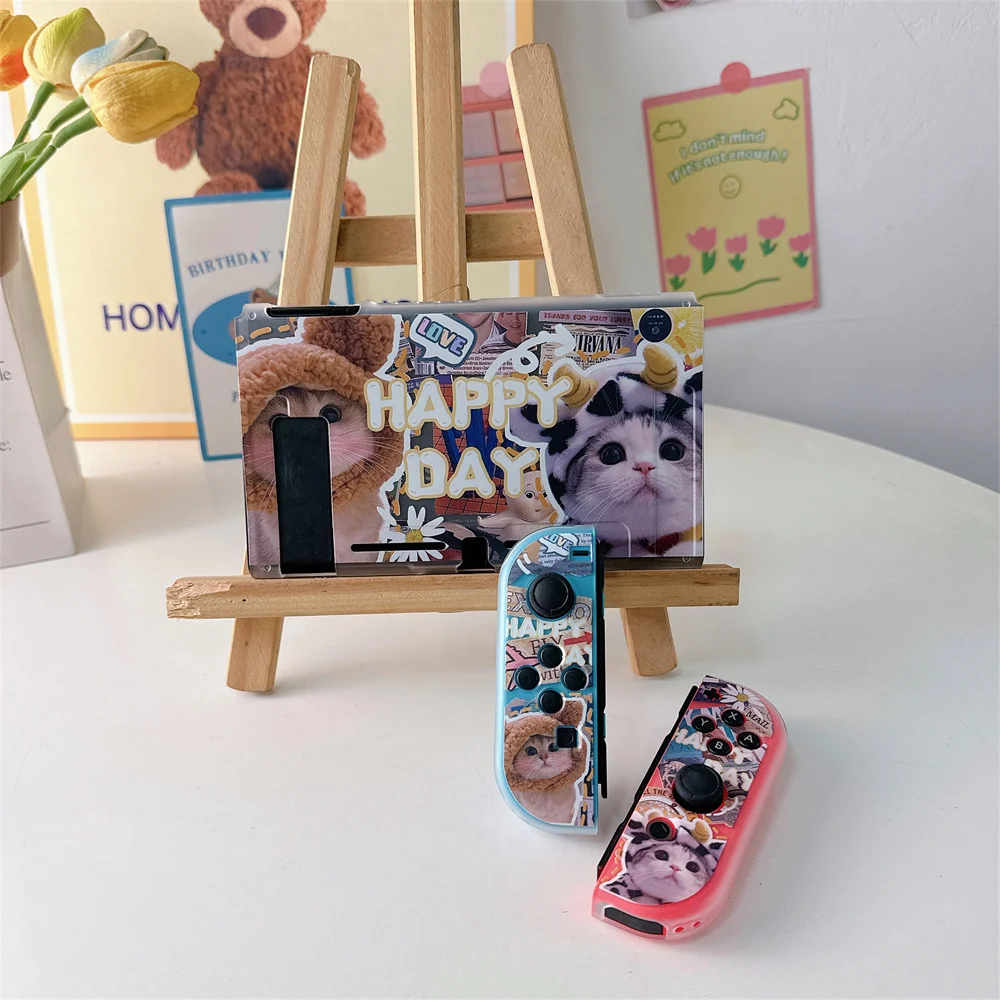 

Cute Kawaii Cat Pattern Protective Case For Nintendo Switch Oled Protector Cover For Switch NS Game Console Accessories Casing