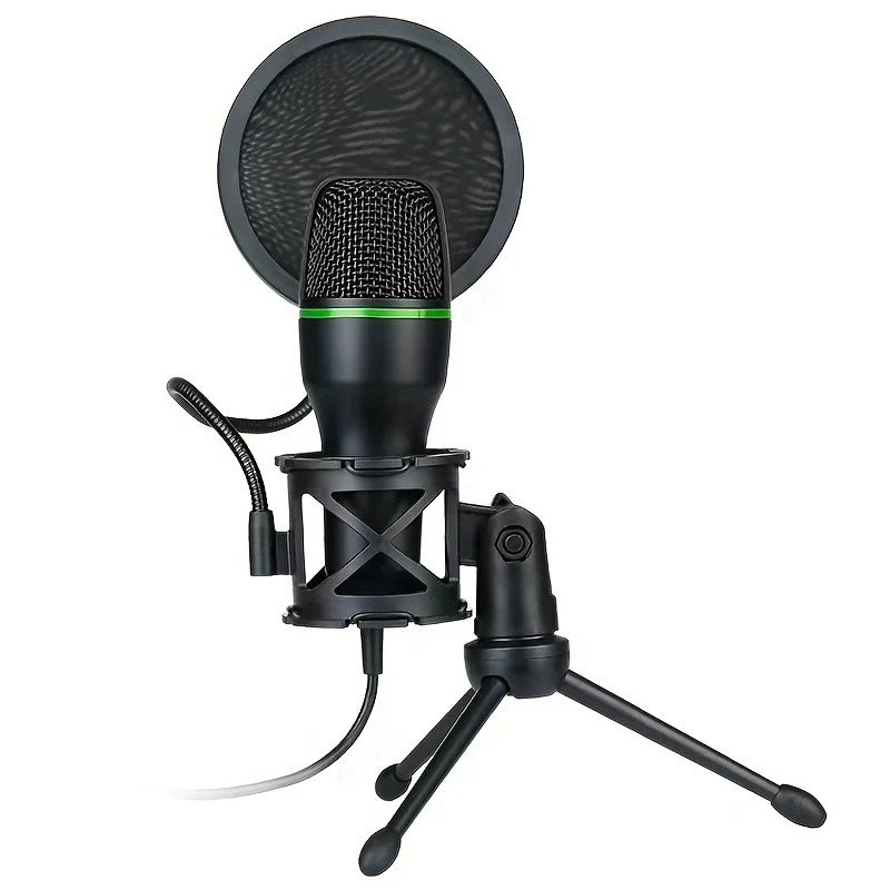 

USB Condenser Wired Microphone 3.5mm for PC Laptop Gaming Podcast Studio Professional Desktop Microphone