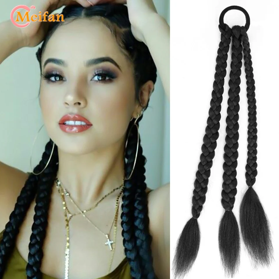 MEIFAN Synthetic Cute Elastic Hair Rope Pearl Braids Ponytail Rubber Bands Braids Hair Tail Kids Twist Color Braid Rope Hair