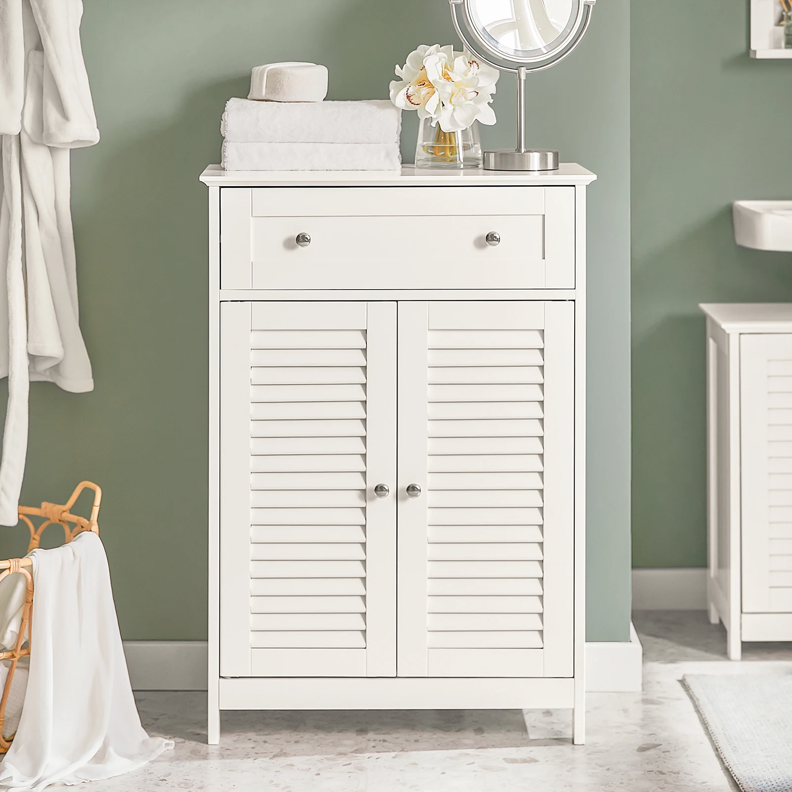 SoBuy FRG238 Cómoda de baño con un cajón y puertas, cómoda Armario de baño Muebles de baño Aparador Armario de pasillo