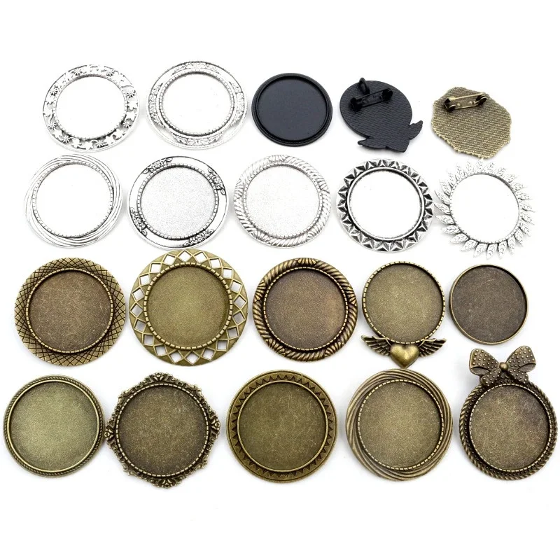 5 sztuk/partia 30mm wewnętrzna rozmiar czarny i antyczne posrebrzane i brązowe kolory broszka Pin whirlwind styl Cabochon baza ustawienie — zdjęcie 2
