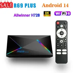 R69 PLUS Smart Android 14.0 Tv Box 4GB 32GB Allwinner H728 Octa Core 2.4G/5G Wifi BT5.0 Media Player Set Top Box