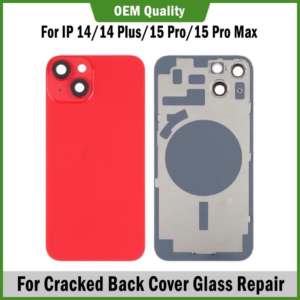 

5pcs OEM Iron Plate Panel Back Glass Replacement For i.Phone 14 Plus 15 Pro Max Broken Rear Door battery cover Housing Repair