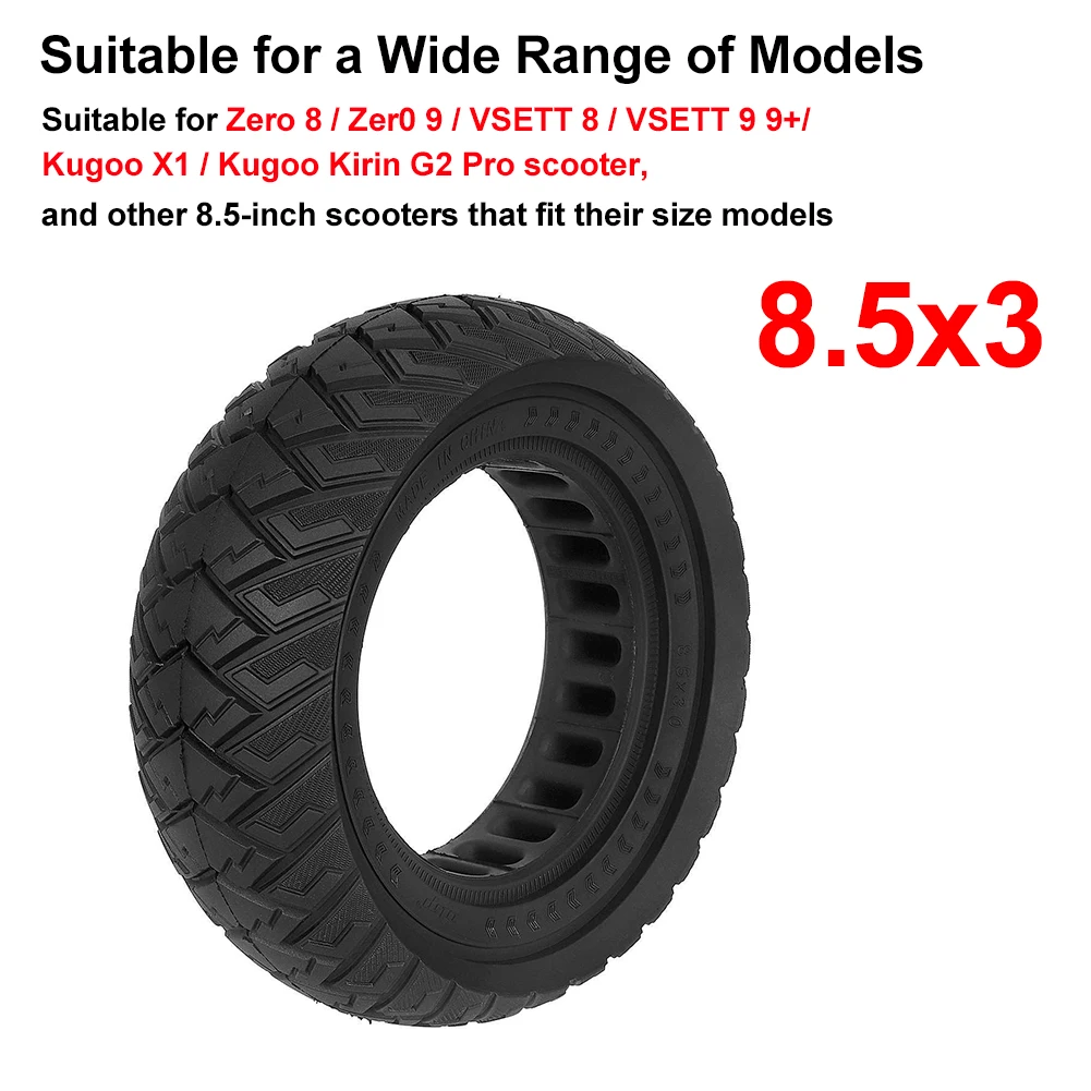 8.5Inch 8.5x3 Off-Road Solid Tires For Vsett 8 9+/Zero 8 9Pro/Kugoo G2 Pro Scooter Wear-resistant Puncture-proof Tire Parts