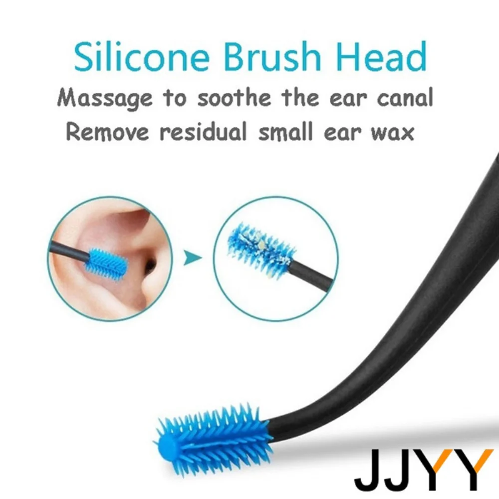 JJYY Soft Silicone Ear Pick Double-ended Earpick Ear Wax Curette Remover Ear Cleaner Spoon Spiral Ear Clean Tool