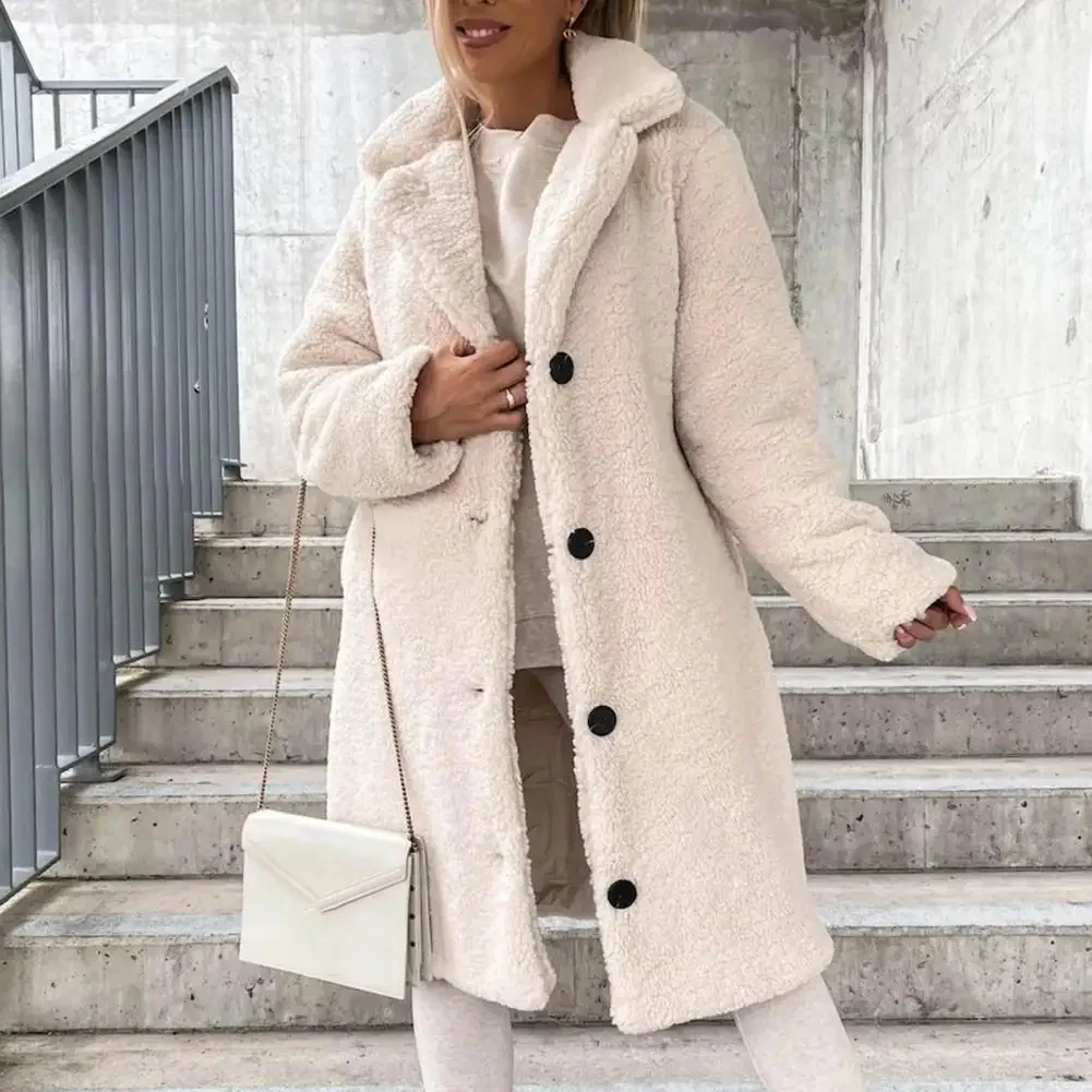 Jesienny długi płaszcz zimowy Kobieta Płaszcz flanelowy Kobiety Ciepłe damskie futro Teddy Kurtka Kobieta Pluszowy płaszcz Teddy Oversize Odzież wierzchnia — 2