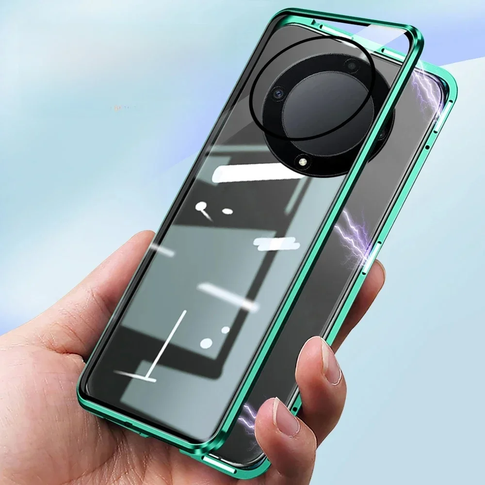 Etui Magic5Lite do Honor Magic5 Lite 5G 360 °   Magnetyczne dwustronne szklane etui z klapką na telefon Honer Magic 5 Lite z metalową ramką — zdjęcie produktu 7