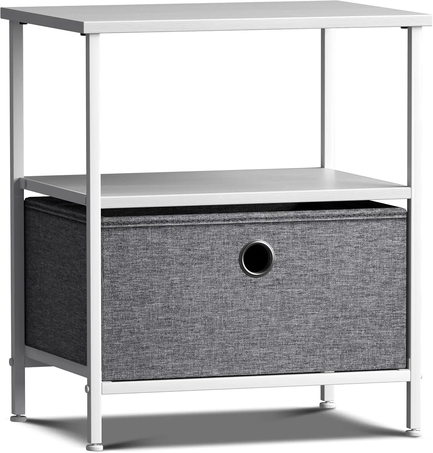 Nightstand 1-Drawer Shelf Storage - Bedside Furniture & End Table Chest Dresser with Steel Frame, Wood Top & Easy Pull Fabric Bi image 6