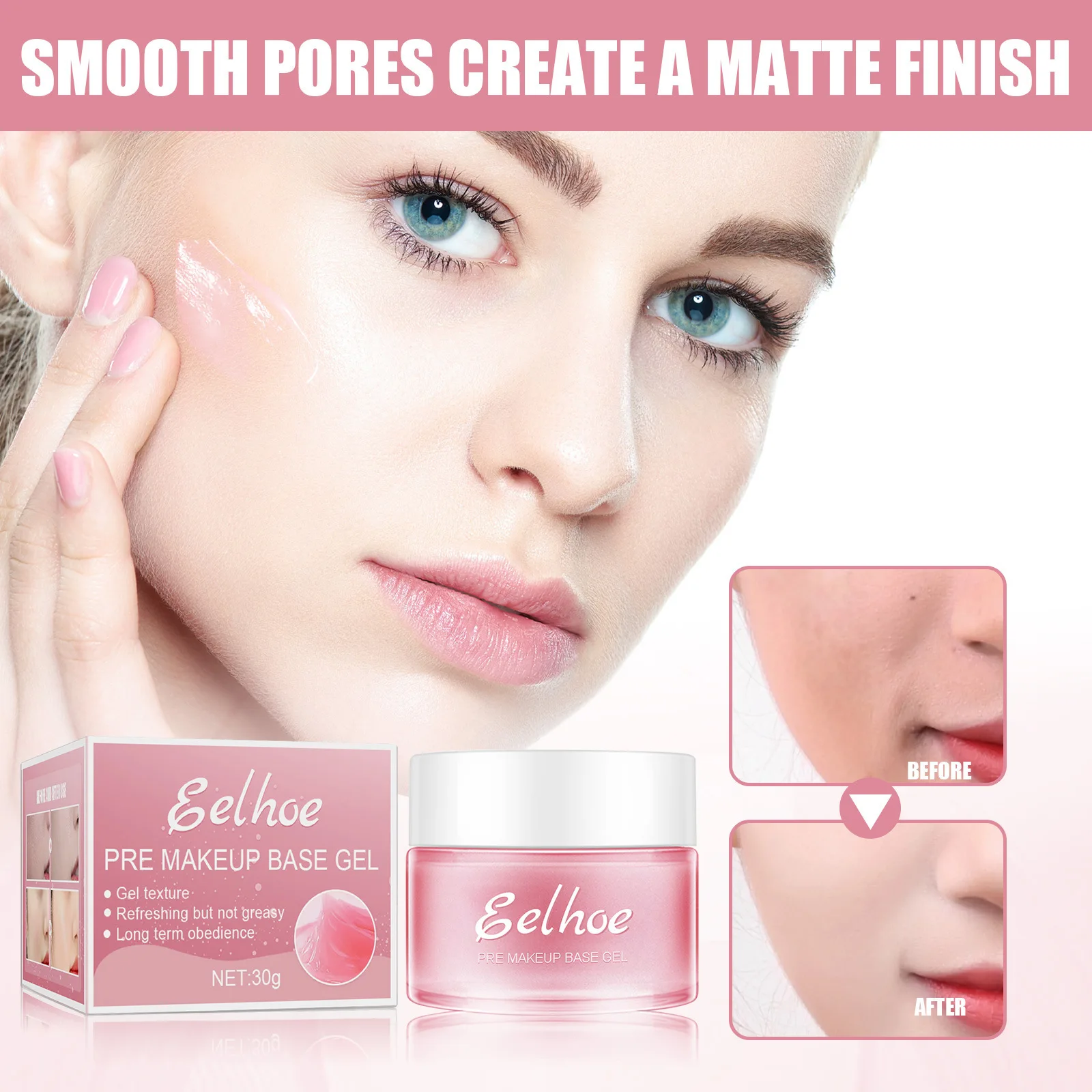 Eelhoe 30g Face Primer Pore Base Gel Makeup Base Invisible Pore Oil Control Long Lasting Moisture Concealer Skin Isolation Cream