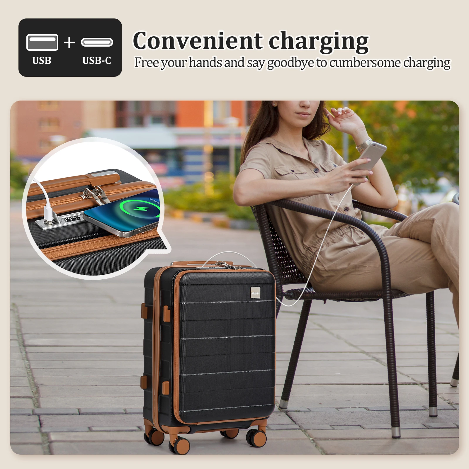 طقم أمتعة صلب من imiomo مكون من 3 قطع للنساء، طقم حقيبة سفر خفيفة الوزن ذات جوانب صلبة مع عجلات دوارة وقفل TSA #5