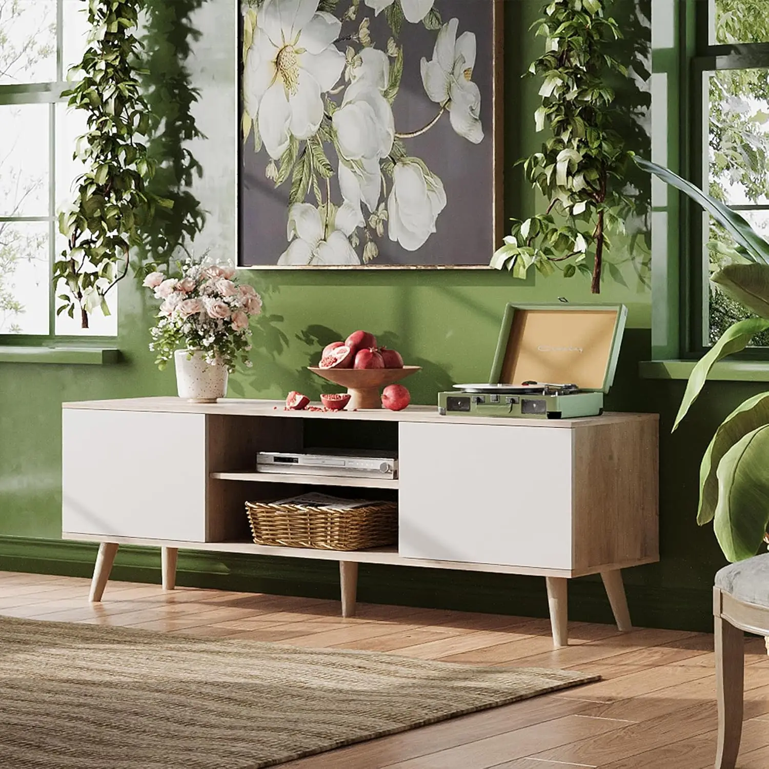 

GALAXHERO TV Stand for 55 60 Inch TV Entertainment Center Storage Cabinets TV Console Living Room Modern Boho Style Media Unit