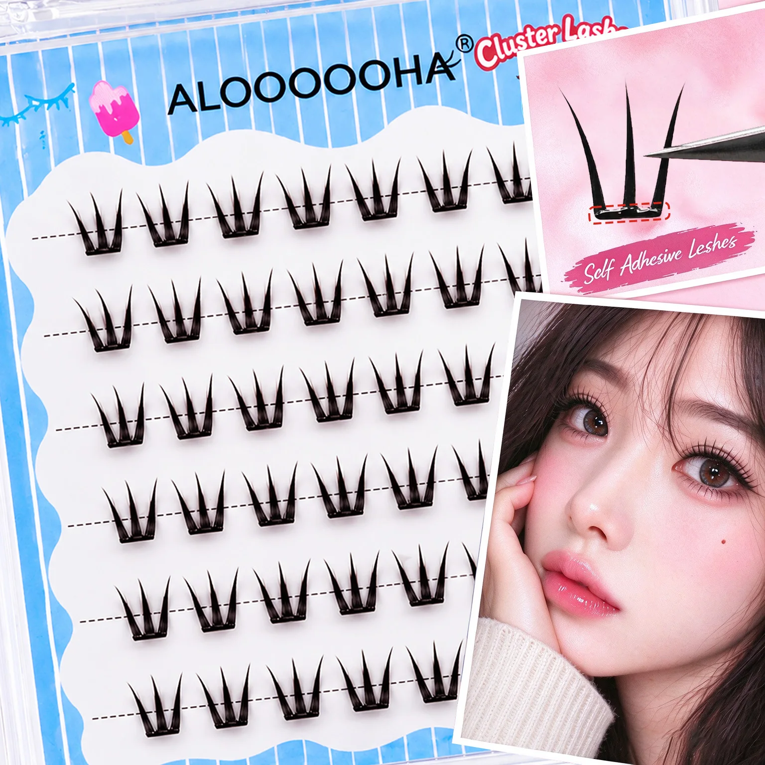 6 Rows Fairy Faux Mink Lash Clusters, No Glue, C Curl 9-10mm, Natural, Removable Extensions for Beginners & Any Occasion
