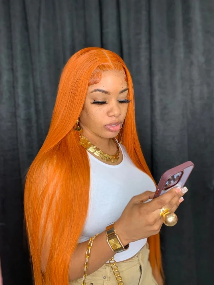 

Mossily Orange Ginger Lace Front Wig Human Hair Straight Lace Front Wigs Human Hair 13X4 13X6 Hd Lace Frontal Wig