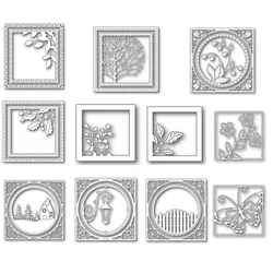 2024 New Village Church Berry Corner Square Frame Metal Cutting Dies for Diy Scrapbooking Tree Flower Leaf Street Lamp Stencils